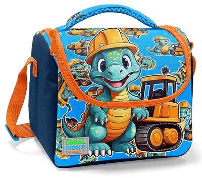 Coral High Erkek Çocuk Beslenme Çantası - Thermo - Mavi Dinazor ve İş Makineleri Baskılı 12793