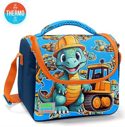 Coral High Erkek Çocuk Beslenme Çantası - Thermo - Mavi Dinazor ve İş Makineleri Baskılı 12793