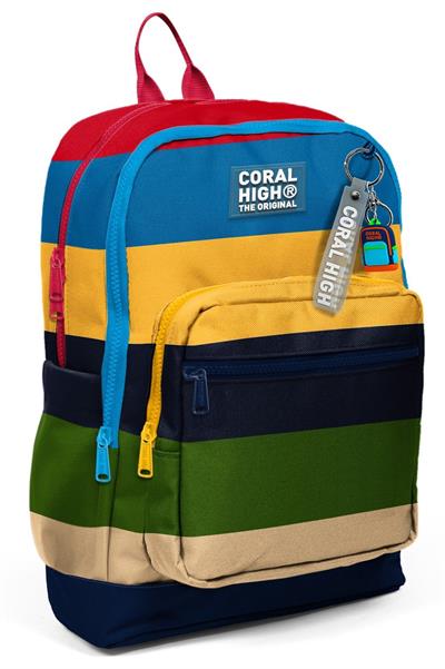 Coral High Erkek Çocuk Çok Renkli Çizgi Desenli İlkokul Sırt Çantası (Dört Bölme) 33212