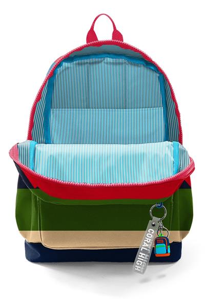Coral High Erkek Çocuk Çok Renkli Çizgi Desenli İlkokul Sırt Çantası (Dört Bölme) 33212