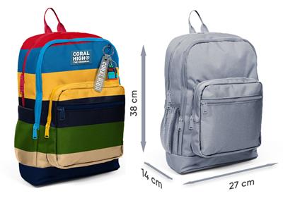Coral High Erkek Çocuk Çok Renkli Çizgi Desenli İlkokul Sırt Çantası (Dört Bölme) 33212