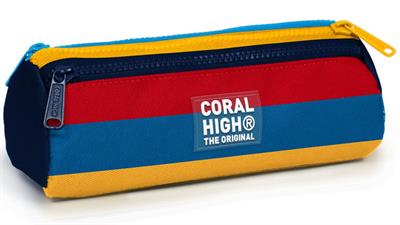 Coral High Erkek Çocuk Çok Renkli Çizgi Desenli Üç Gözlü Okul Kalem Çantası 31012