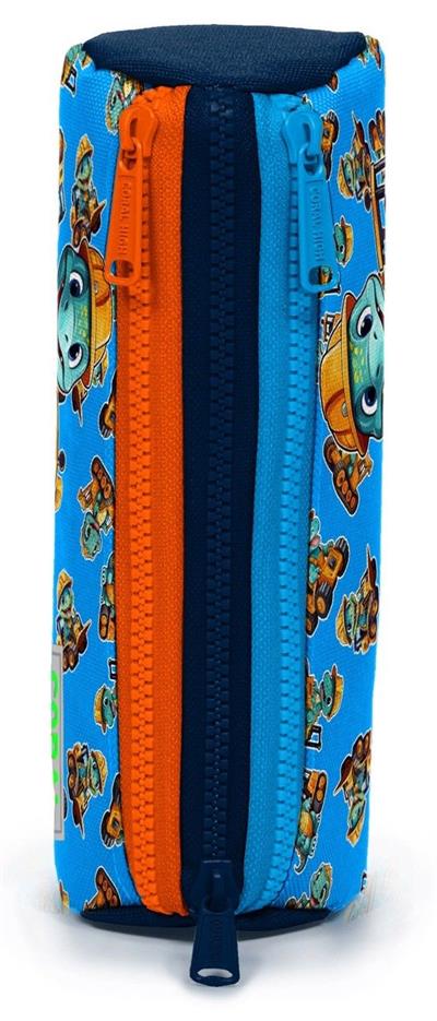 Coral High Erkek Çocuk Dinazor ve İş Makinesi Baskılı Mavi/Turuncu Kalem Çantası - Üç Bölmeli 22149