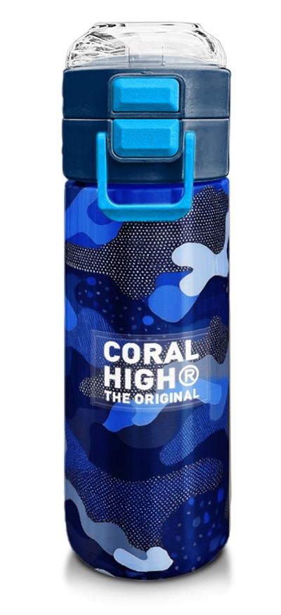 Coral High Erkek Çocuk İçin 500 mllik Paslanmaz Çelik Termos/Suluk - Lacivert Saks Kamuflaj Desenli 31889