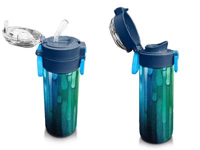 Coral High Erkek Çocuk İçin 500 mllik Paslanmaz Çelik Termos/Suluk - Lacivert Renkli Çizgili Desenli 31890