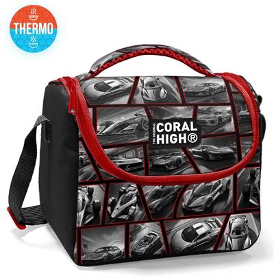 Coral High Erkek Çocuk İlkokul Beslenme Çantası, Siyah Kırmızı Araba, Isı Yalıtımlı 12790