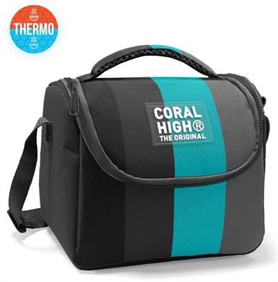 Coral High Erkek Çocuk İlkokul Beslenme Çantası, Siyah Turkuaz Çizgili, Isı Yalıtımlı 22796