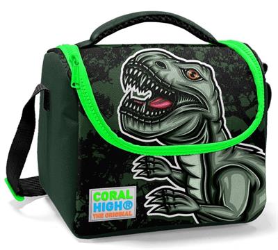 Coral High Erkek Çocuk İlkokul Okul Sırt Çantası ve Beslenme Seti - Siyah Yeşil Dinazor