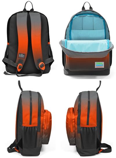 Coral High Erkek Çocuk İlkokul Okul Sırt Çantası ve Beslenme Çanta Seti - Siyah Turuncu Gradyan