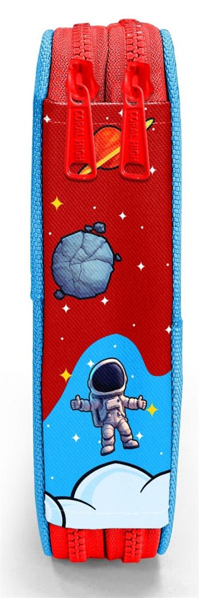 Coral High Erkek Çocuk Kırmızı Mavi Astronot Baskılı Katlı Organizer Kalemlik (Kalem Kutusu) 31113