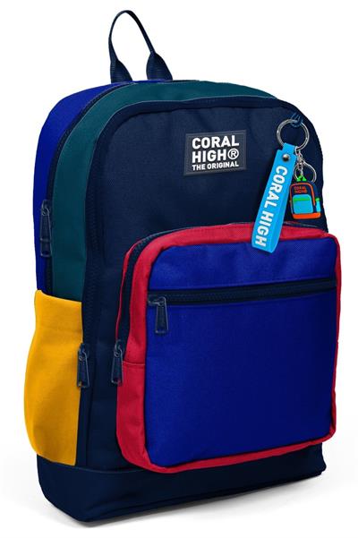 Coral High Erkek Çocuk Lacivert Çizgi Desenli İlkokul Sırt Çantası (Dört Bölme) 33222