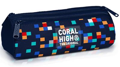Coral High Erkek Çocuk Lacivert Çok Renli Geometrik Desenler Üç Gözlü Okul Kalem Çantası 31035