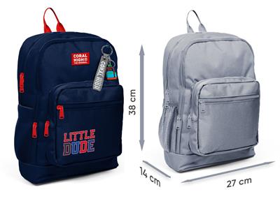 Coral High Erkek Çocuk Lacivert Kırmızı Little Dude Baskılı İlkokul Sırt Çantası (Dört Bölme) 33219