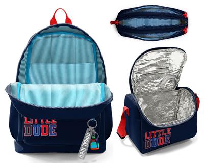 Coral High Erkek Çocuk Lacivert Kırmızı Little Dude Baskılı Üçlü İlkokul Okul Çanta Seti SETYGN33219A