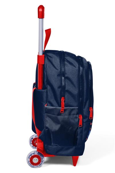 Coral High Erkek Çocuk Lacivert Kırmızı Little Dude Baskılı Işıklı Tekerlekli Çekçek Okul Çantası - 34019