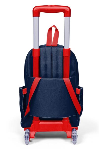 Coral High Erkek Çocuk Lacivert Kırmızı Little Dude Baskılı Işıklı Tekerlekli Çekçek Okul Çantası - 34019