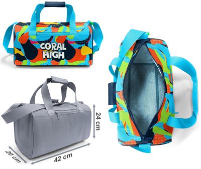 Coral High Erkek Çocuk Lacivert Mavi Grafiti Desenli Çocuk Valizi ve Seyahat/Spor Çantası Seti