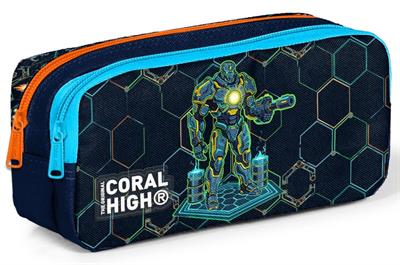 Coral High Erkek Çocuk Lacivert Robot Baskılı İki Bölmeli Kalem Çantası/Kalemlik 31046