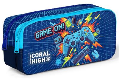 Coral High Erkek Çocuk Lacivert Turuncu Joystick Baskılı İki Bölmeli Kalem Çantası/Kalemlik 31051