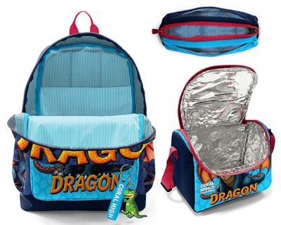 Coral High Erkek Çocuk Mavi Sarı Dragon Desenli Üçlü İlkokul Okul Çanta Seti SETYGN33213A