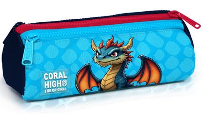 Coral High Erkek Çocuk Mavi Sarı Dragon Desenli Üç Gözlü Okul Kalem Çantası 31013