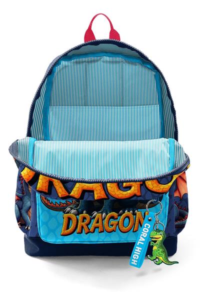 Coral High Erkek Çocuk Mavi Sarı Dragon Desenli İlkokul Sırt Çantası (Dört Bölme) 33213