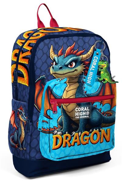 Coral High Erkek Çocuk Mavi Sarı Dragon Desenli İlkokul Sırt Çantası (Dört Bölme) 33213