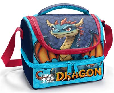 Coral High Erkek Çocuk Mavi Sarı Dragon Desenli İki Katlı Okul Beslenme Çantası 37206