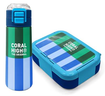 Coral High Erkek Çocuk Mavi Yeşil Çizgi Desenli İlkokul Sırt Çantası (Dört Bölme) 33211