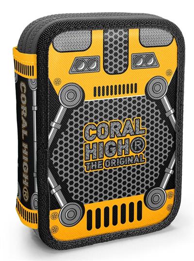Coral High Erkek Çocuk Organizer Kalemlik/Kalem Çantası - Siyah Sarı Robot 11156