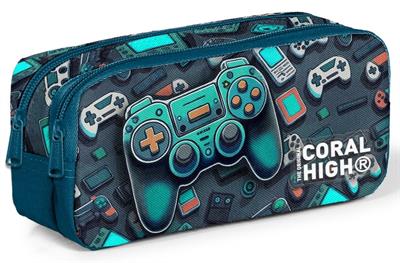 Coral High Erkek Çocuk Oyun Konsolu Baskılı Yeşil İki Gözlü İlkokul Kalem Çantası 12097