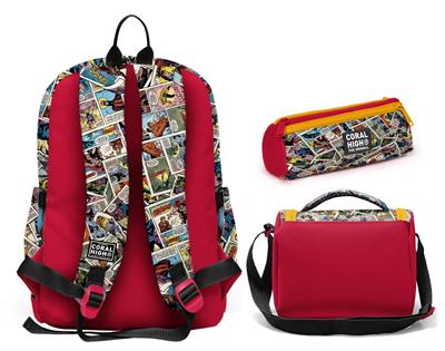 Coral High Erkek Çocuk Sarı Çizgi Roman Desenli Üçlü İlkokul Okul Çanta Seti SETYGN33215A