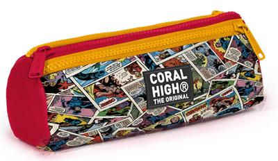 Coral High Erkek Çocuk Sarı Çizgi Roman Desenli Üç Gözlü Okul Kalem Çantası 31015