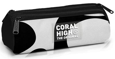 Coral High Erkek Çocuk Siyah Beyaz Desenli Üç Gözlü Okul Kalemliği Kalem Çantası 11187