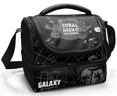 Coral High Erkek Çocuk Siyah Beyaz Galaxy Desenli İki Katlı Okul Beslenme Çantası 37219