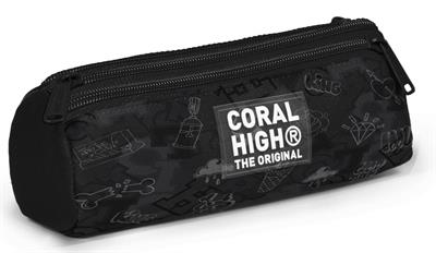Coral High Erkek Çocuk Siyah Çok Renkli Love Baskılı Üç Gözlü Okul Kalem Çantası 31030
