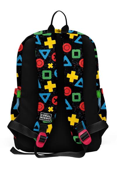 Coral High Erkek Çocuk Siyah Çok Renkli Lets Play Baskılı İlkokul Sırt Çantası (Dört Bölme) 33214