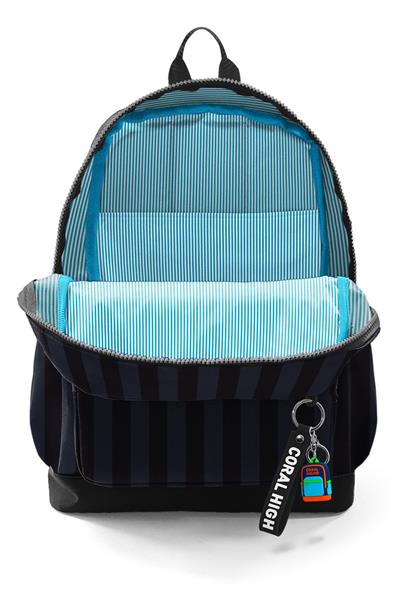 Coral High Erkek Çocuk Siyah Gri Çizgi Desenli İlkokul Sırt Çantası (Dört Bölme) 33218