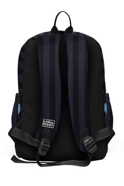 Coral High Erkek Çocuk Siyah Gri Çizgi Desenli İlkokul Sırt Çantası (Dört Bölme) 33218