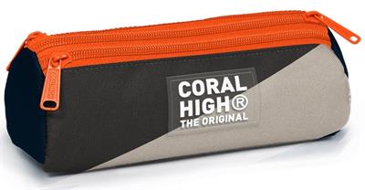 Coral High Erkek Çocuk Siyah Gri Renkli Üç Bölmeli Okul Kalem Çantası - İlk Okul Orta Okul 11193