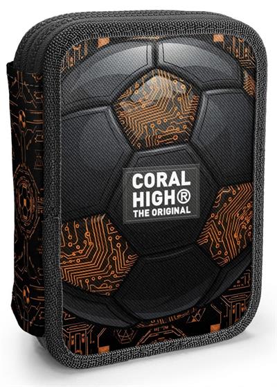 Coral High Erkek Çocuk Siyah Kahverengi Futbol Topu Katlı Organizer Kalemlik (Kalem Kutusu) 31106