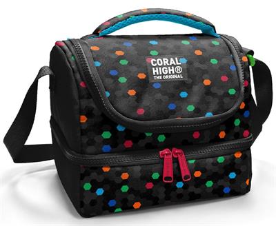 Coral High Erkek Çocuk Siyah Petek Desenli İki Katlı Okul Beslenme Çantası 37204