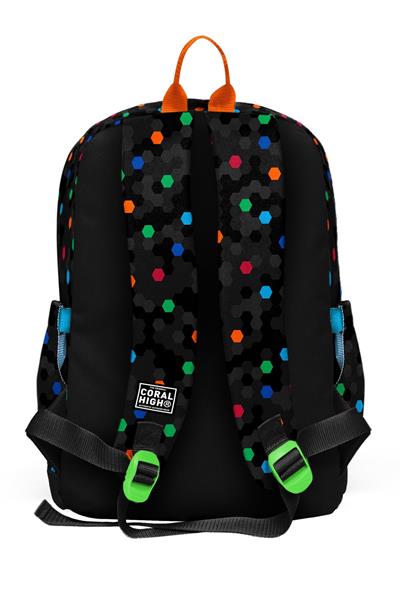 Coral High Erkek Çocuk Siyah Petek Desenli İlkokul Sırt Çantası (Dört Bölme) 33210