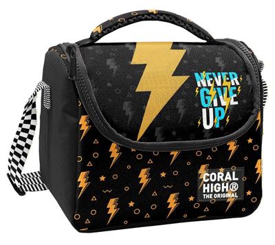 Coral High Erkek Çocuk Siyah Sarı Never Give Up Baskılı Isı Yalıtımlı Beslenme Çantası 37120