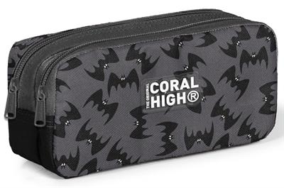 Coral High Erkek Çocuk Siyah Yarasa Desenli İki Bölmeli Kalem Çantası/Kalemlik 31044