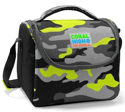 Coral High Erkek Çocuk Siyah Yeşil Kamuflaj Okul Beslenme Çantası - Yalıtımlı