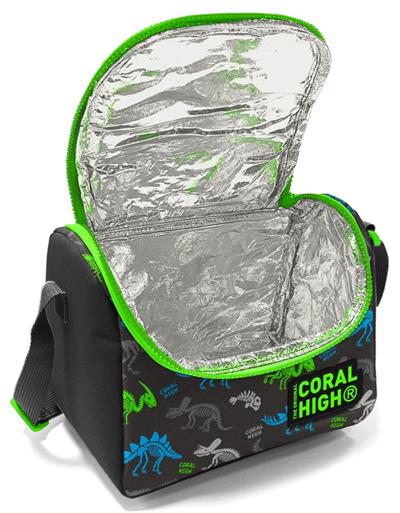 Coral High Erkek Çocuk Siyah Yeşil T-Rex Okul Beslenme Çantası - Yalıtımlı