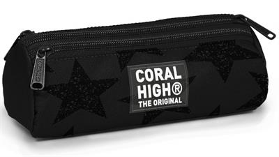 Coral High Erkek Çocuk Siyah Yıldız Baskılı Üç Gözlü Okul Kalem Çantası 31037