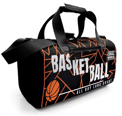 Coral High Erkek Çocuk Spor ve Seyahat Çantası - Siyah Turuncu Basketbol Desenli - 27536