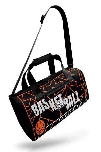 Coral High Erkek Çocuk Spor ve Seyahat Çantası - Siyah Turuncu Basketbol Desenli - 27536